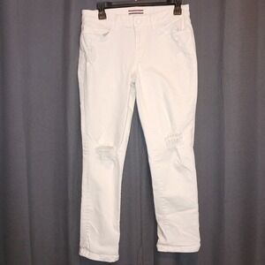 Tommy Hilfiger White Distressed‎ Boyfriend Jeans, Ripped Denim, Women's Size 2